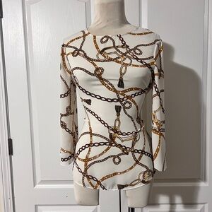Worthinton Equestrian Theme Blouse with Tie Back - sz XS